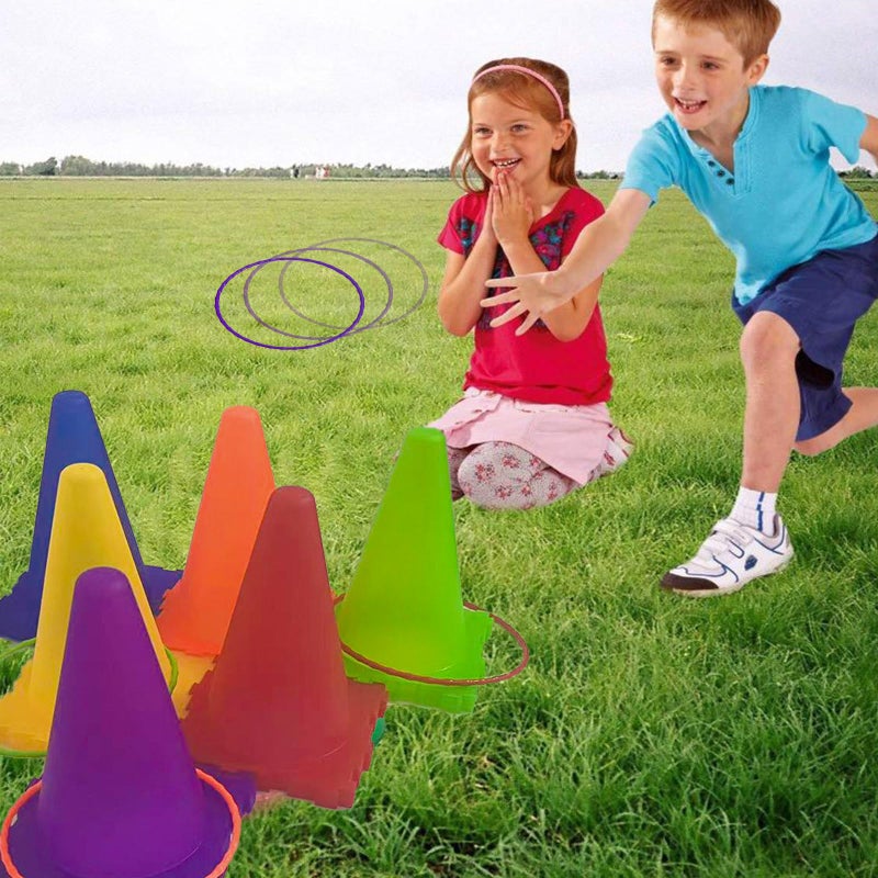 Aykzaqe Outdoor Toys for Kids Ages 4-8 Cones Bead Bags Tossing Rings Games Ring Toss Party Carnival Backyard Games for Kids Obstacle Course for Kids Toddler Outdoor Toys for Toddlers 3-5 - Image 5